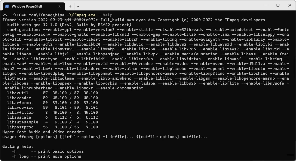 FFMPEG Command-line interface