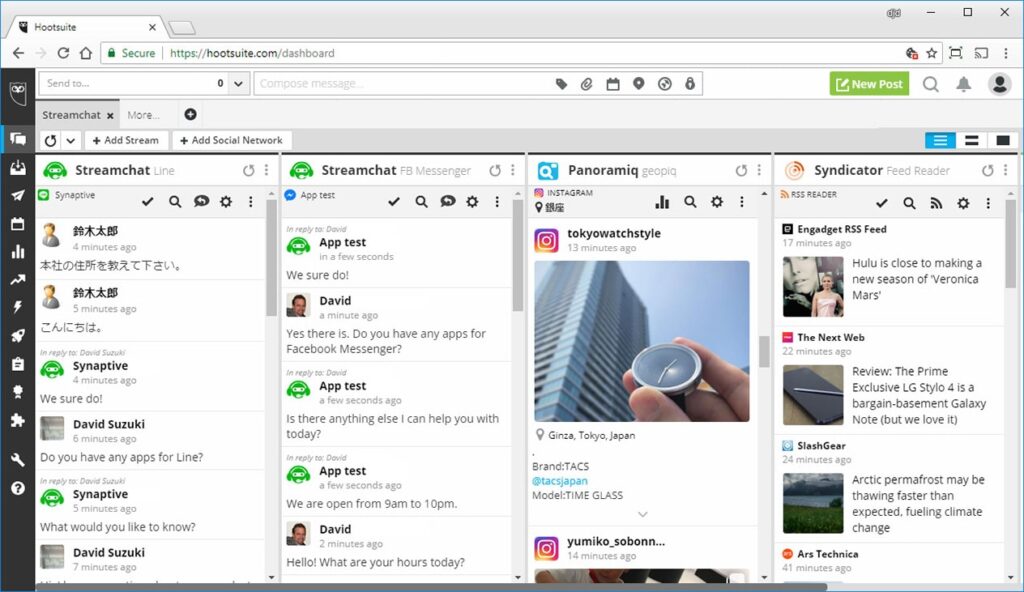 Hootsuite Integrated messengers