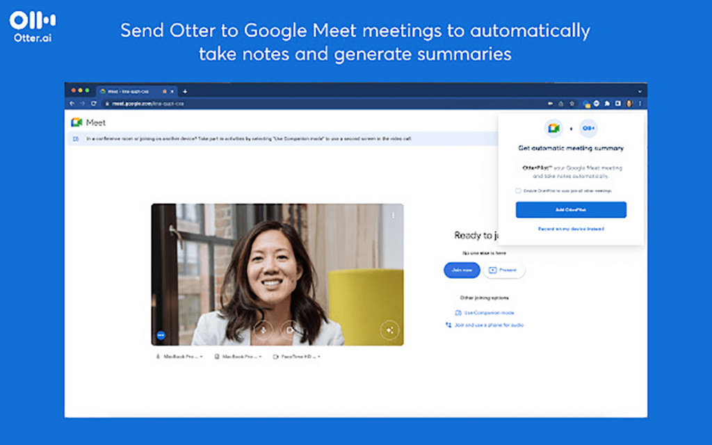 Otter Google Meet support