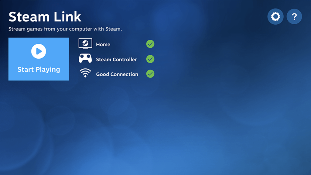 Steam Link Main dashboard