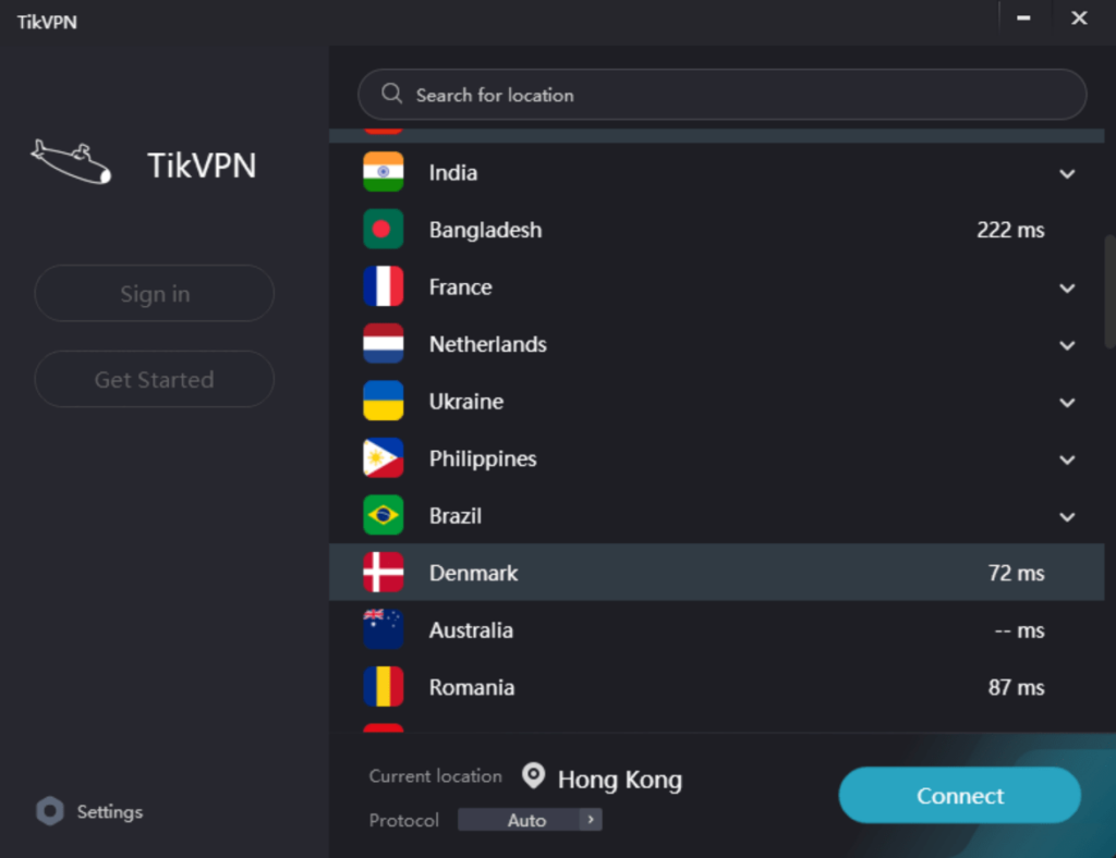 TikVPN Server list