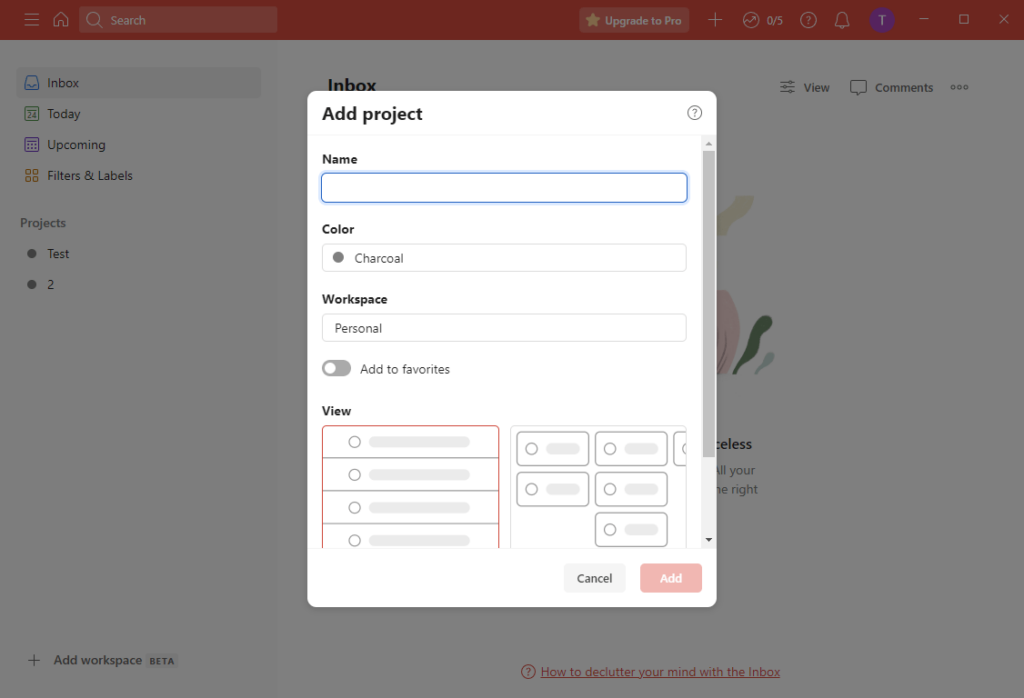 Todoist Project creation