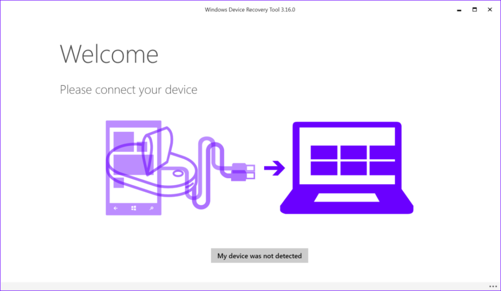 Windows Device Recovery Tool Connection process