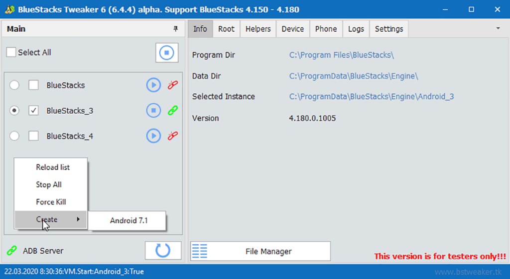 BlueStacks Tweaker Emulator location settings