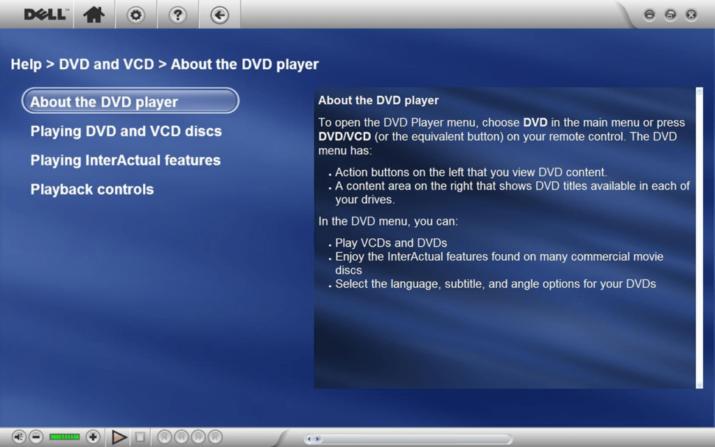 Dell CinePlayer About page