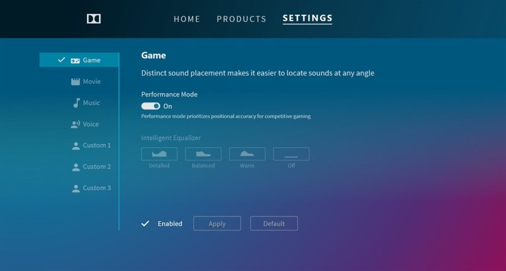 Dolby Access Profile settings