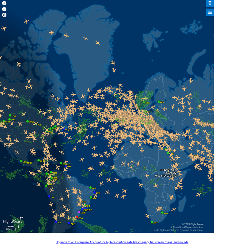 FlightAware Live map