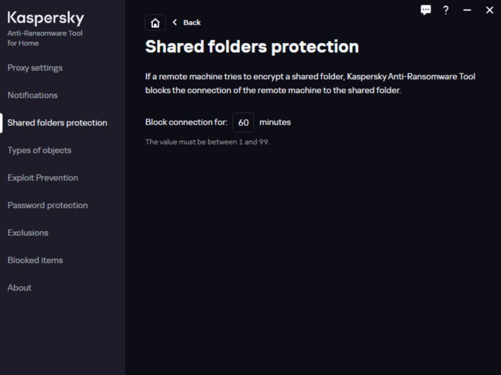 Kaspersky Anti Ransomware Tool Shared folders