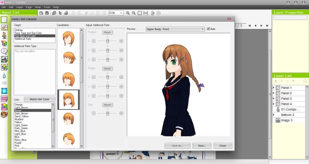 Manga Maker Comipo Character editor