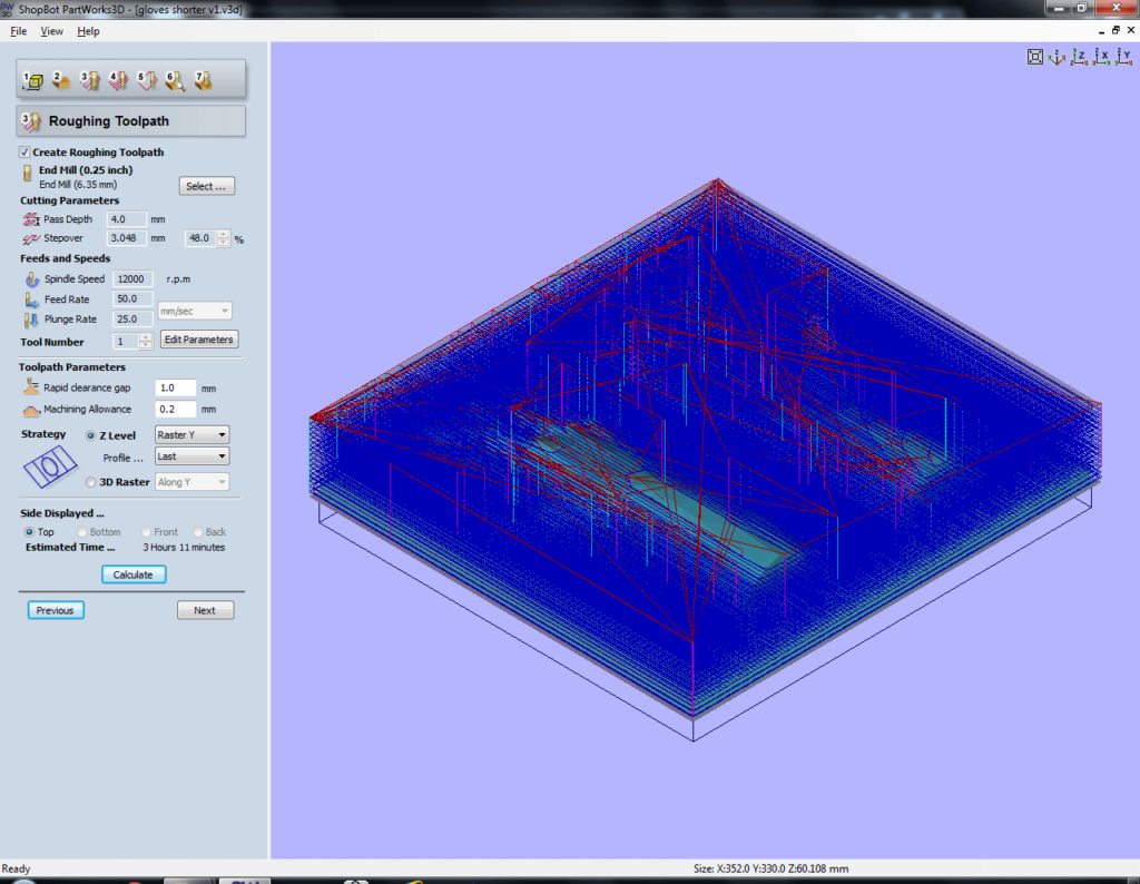 PartWorks Roughing toolpath