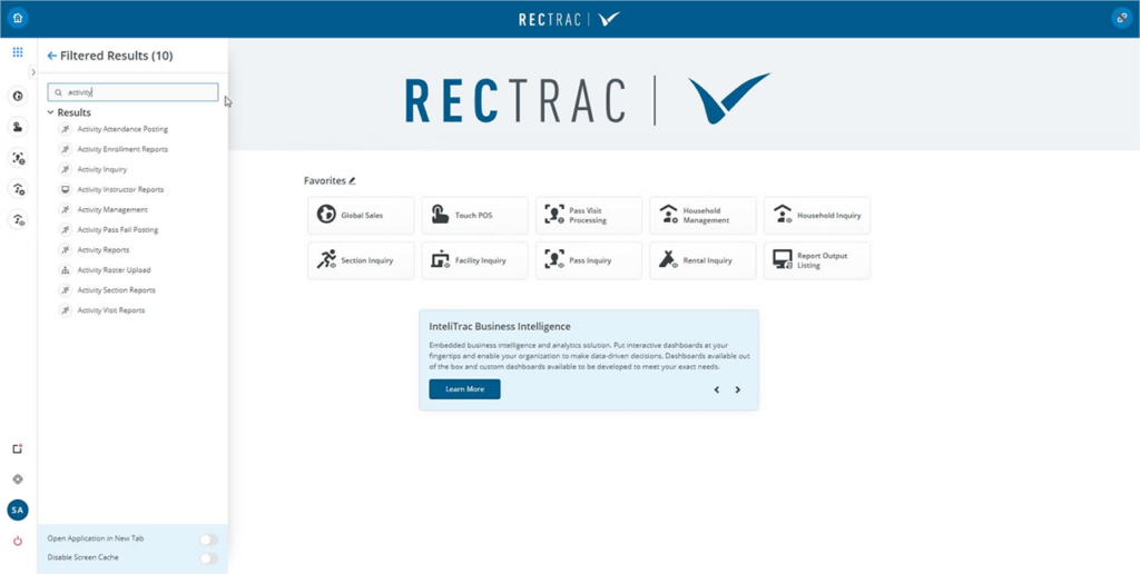 RecTrac Search results