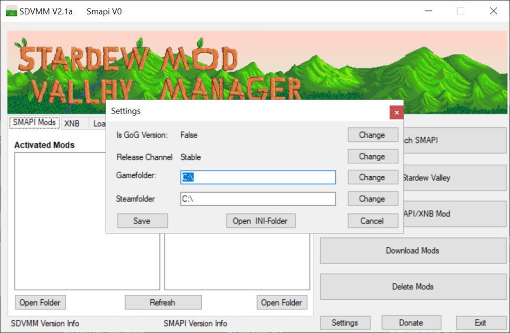 StarDew Valley ModManager Game location settings