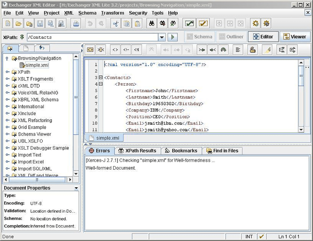 Exchanger XML Lite Code editor