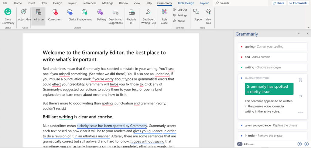 Grammarly Microsoft Word plugin