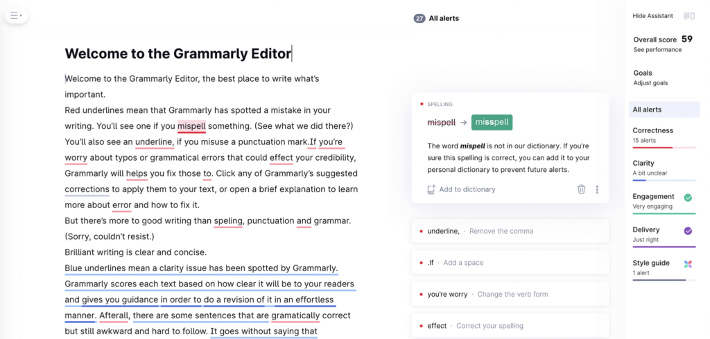 Grammarly Style suggestions