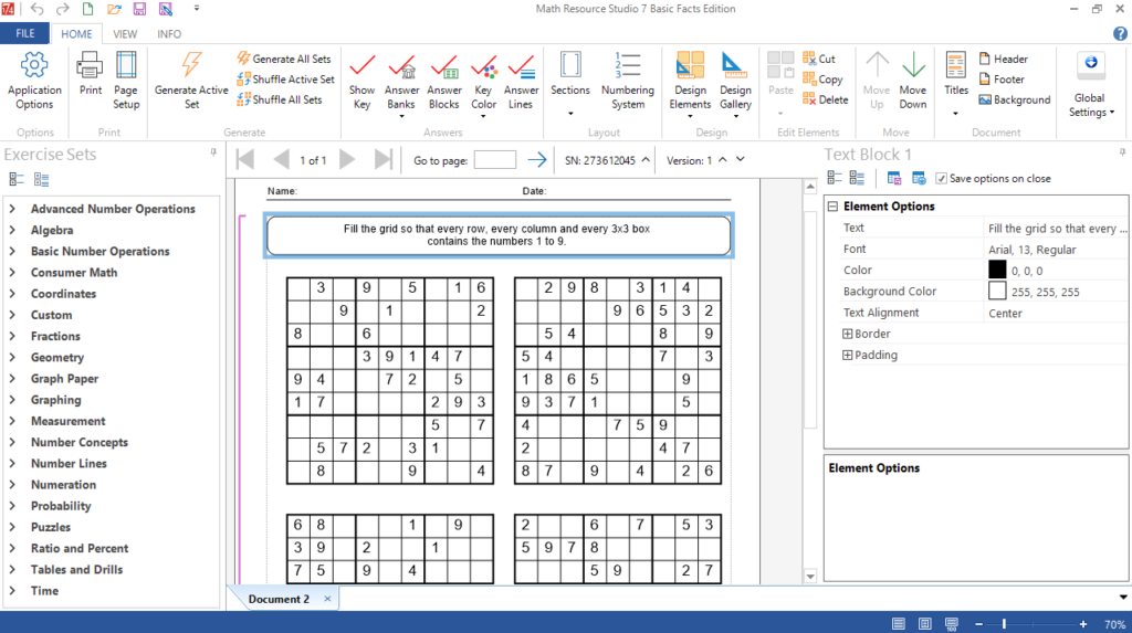 Mathematics Worksheet Factory Deluxe Sudoku