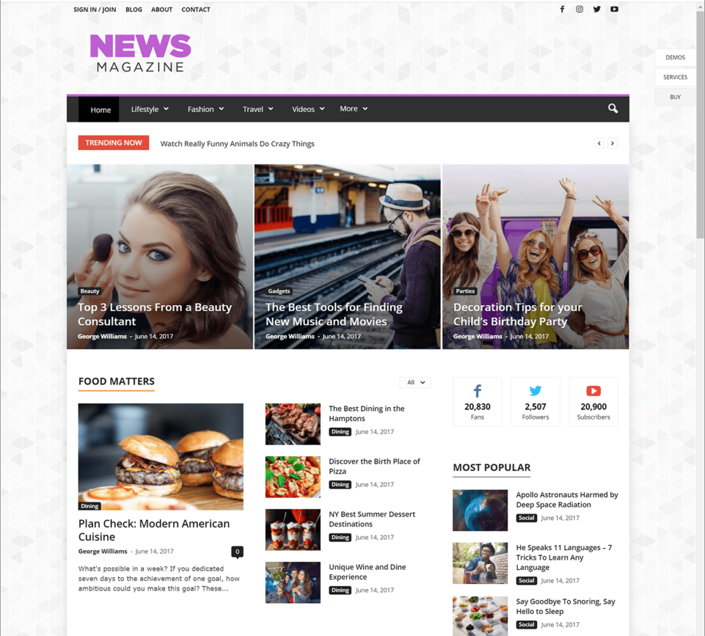 Newsmag Website layout
