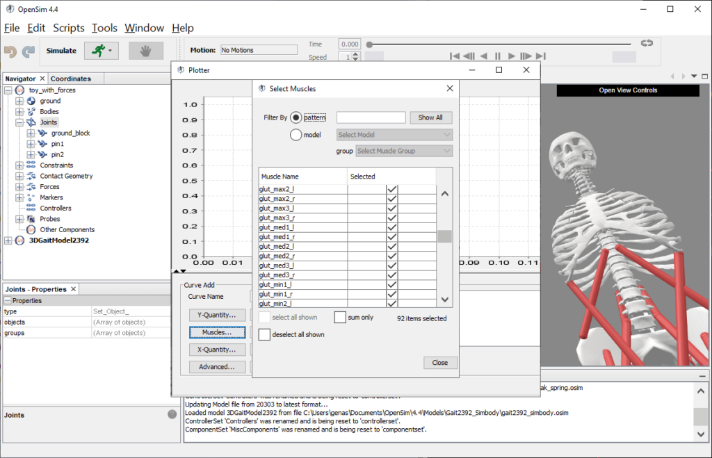 OpenSim Muscle selection