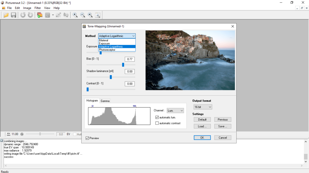 Picturenaut Tone mapping methods