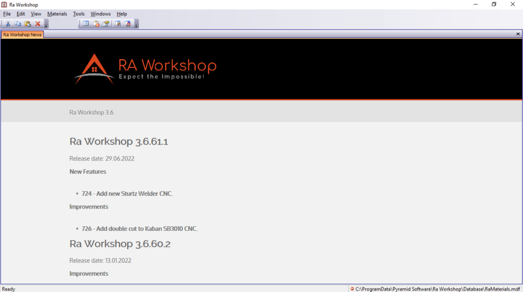 Ra Workshop News
