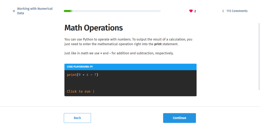 Sololearn Math operations