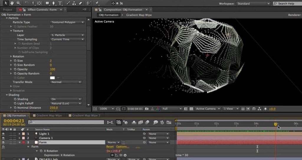 Trapcode Form Effect controls
