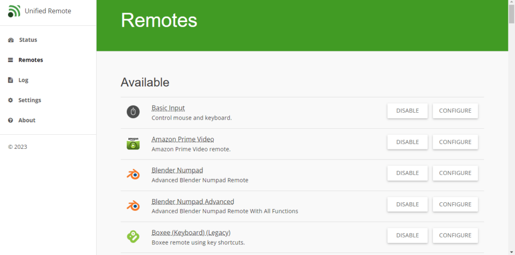 Unified Remote Configure remotes