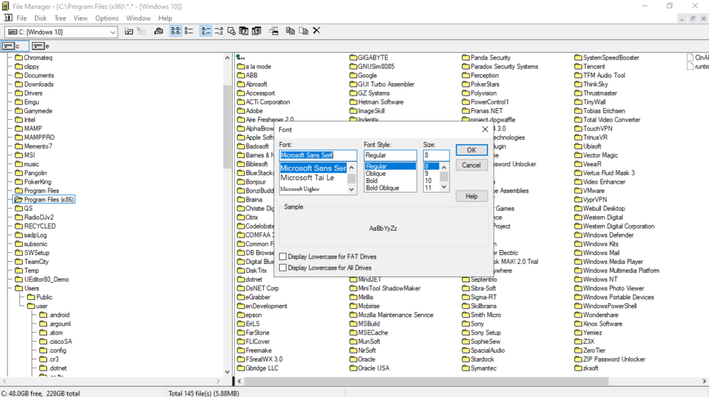 Windows File Manager Adjust font