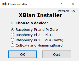 XBian Choose a device