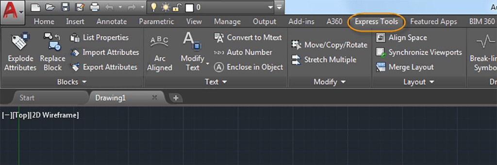 AutoCAD Express Tools Available options