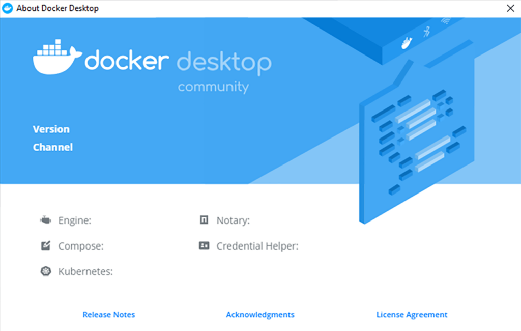 Docker About screen