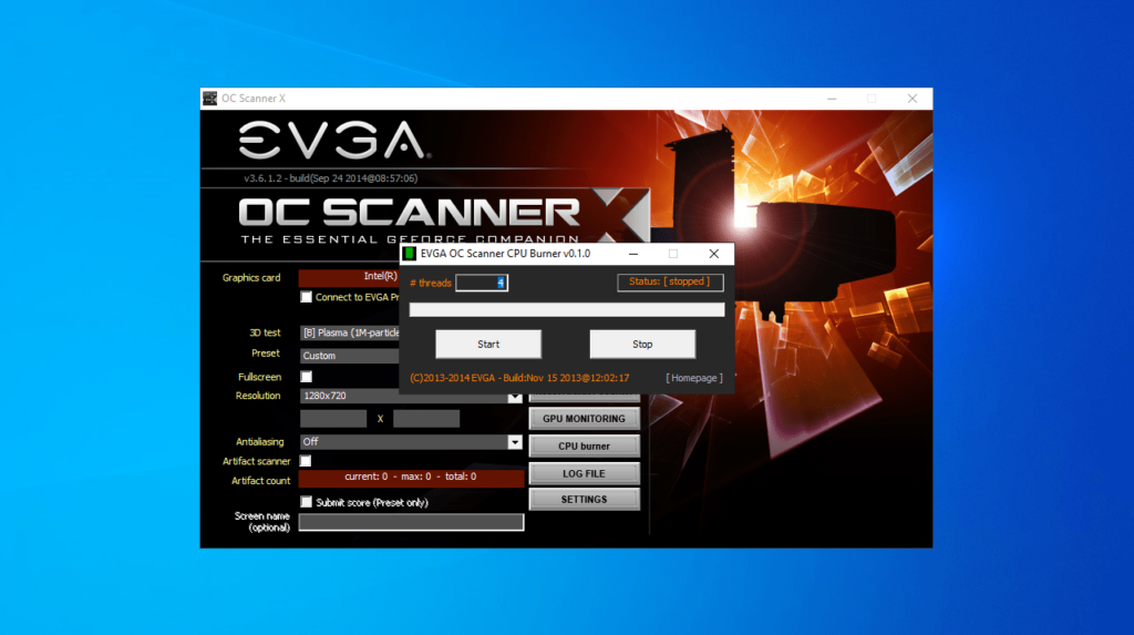 EVGA OC Scanner X CPU burner