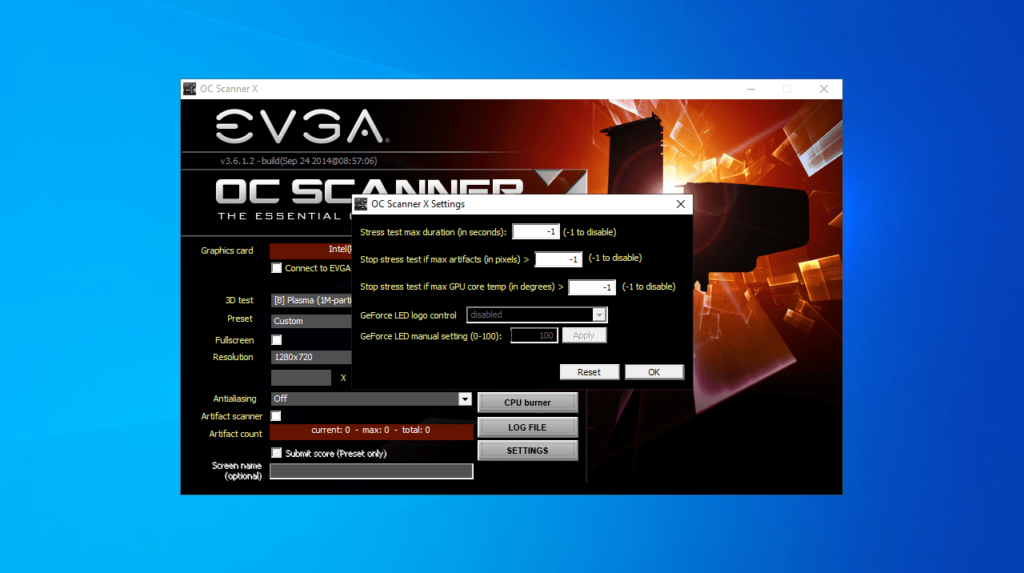 EVGA OC Scanner X Settings