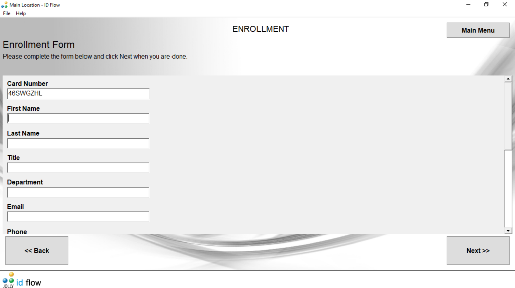 ID Flow Enrollment form