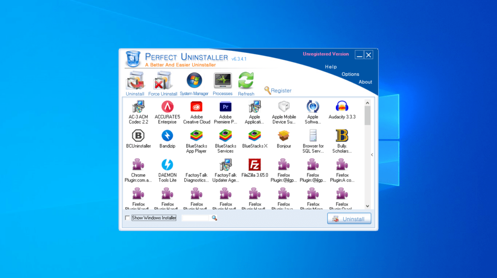Perfect Uninstaller View installed apps