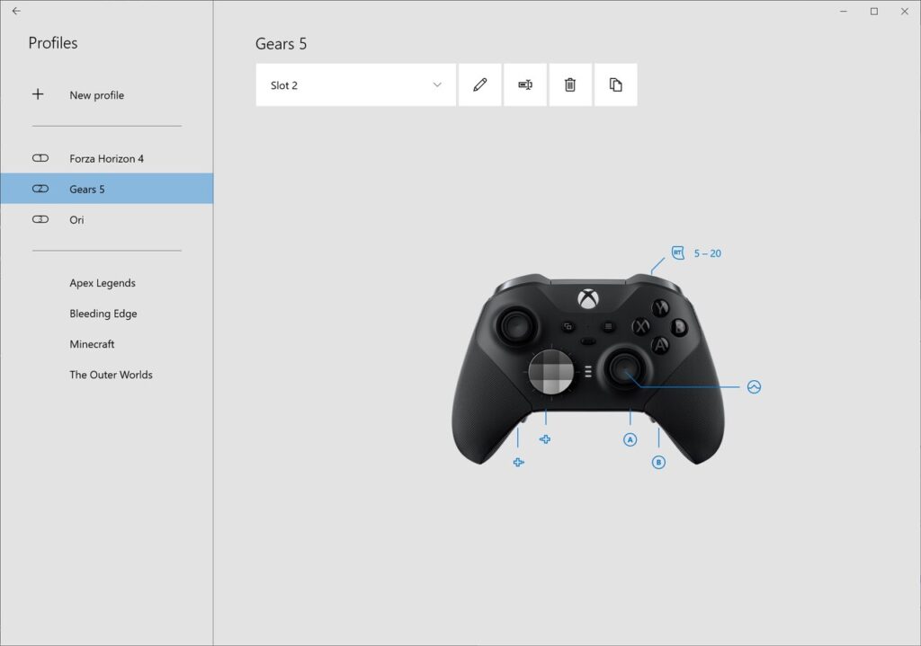 Xbox Accessories Game profiles