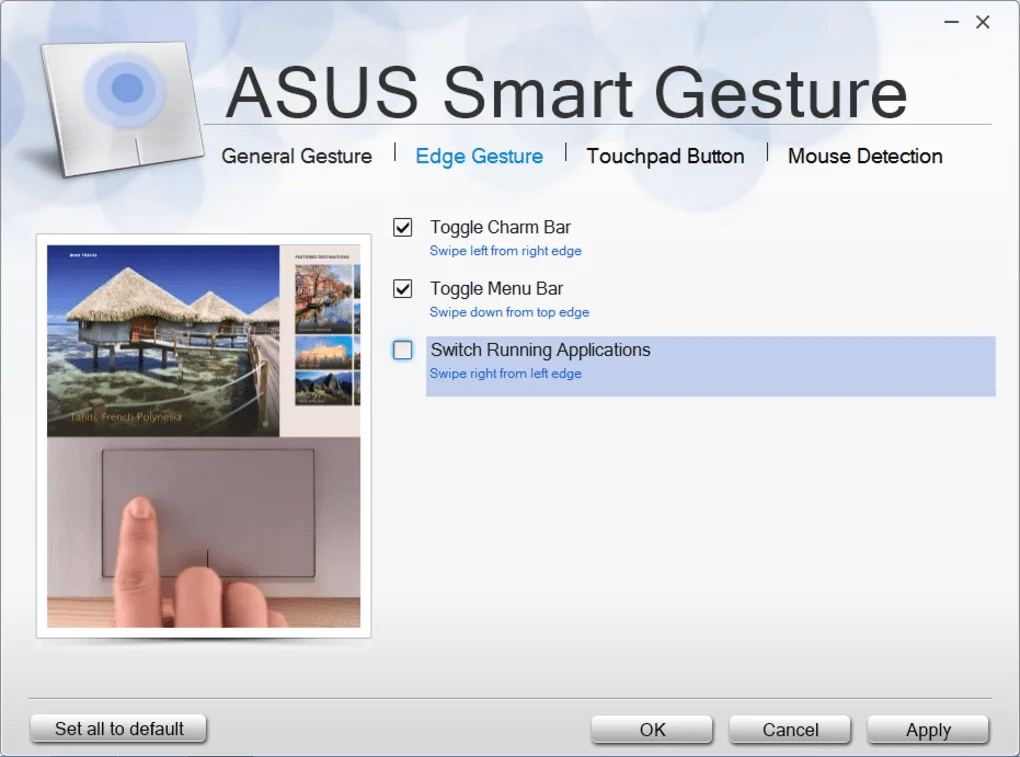 ASUS Smart Gesture Edge gesture