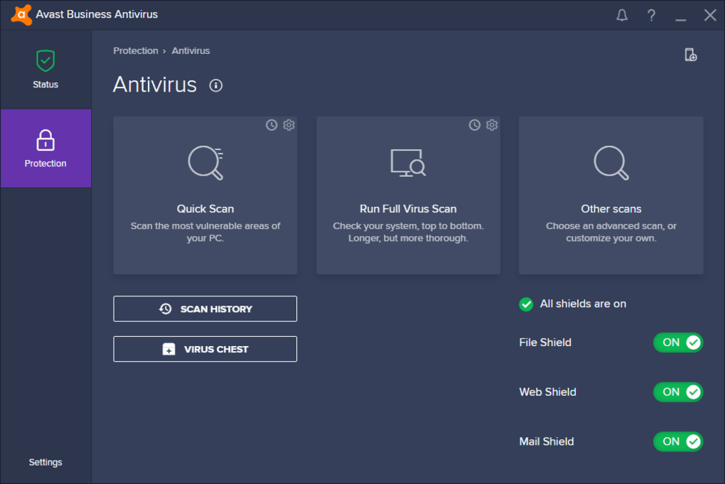 Avast Business Scan options