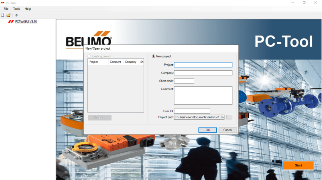 Belimo PC Tool New project