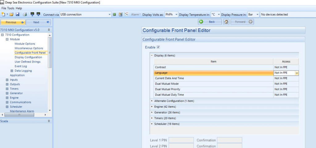 DSE Front panel editor