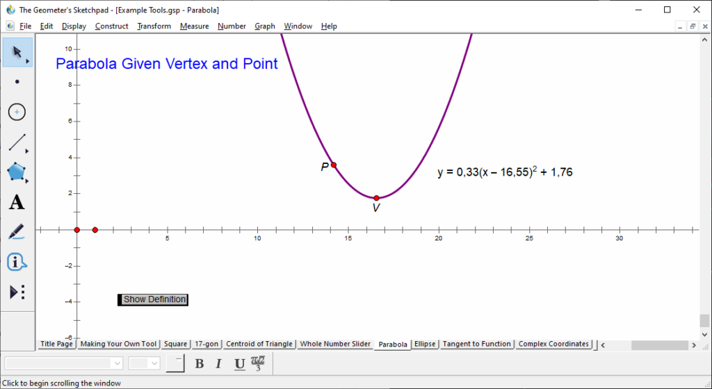 Geometers Sketchpad Parabola
