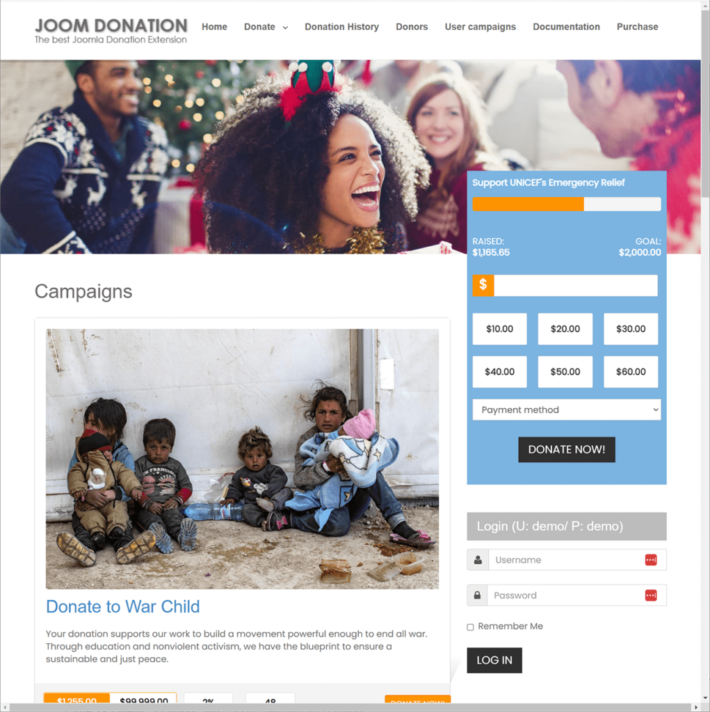 Joom Donation Campaign page