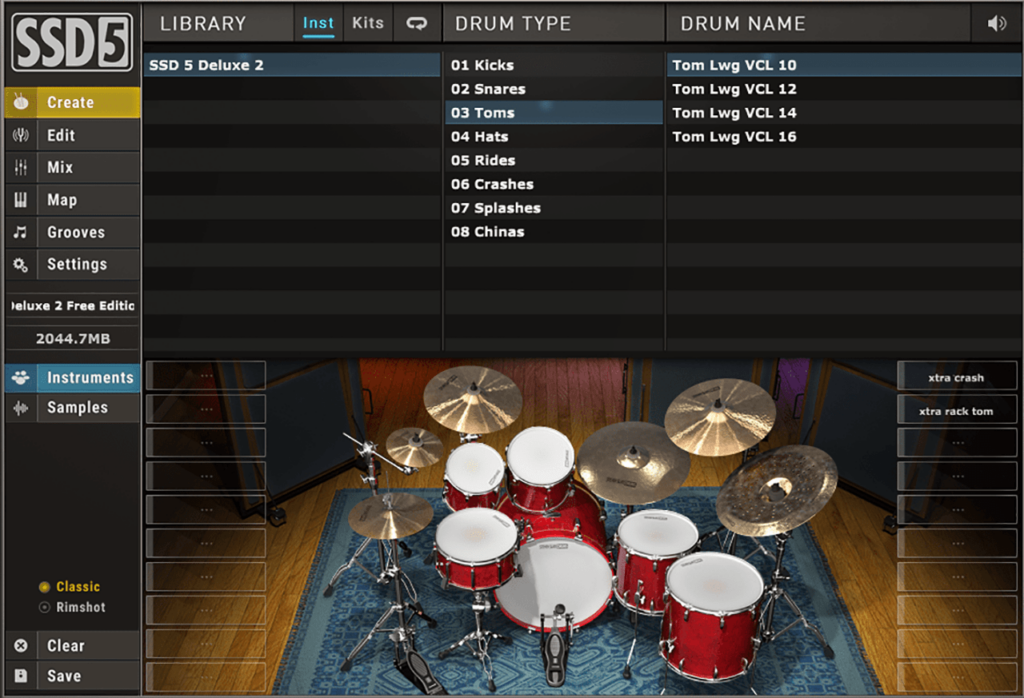 Steven Slate Drums Instrument type selection
