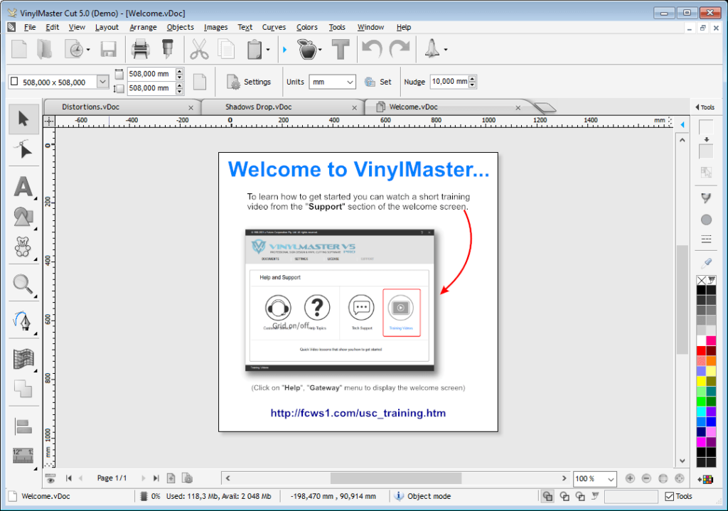 VinylMaster Cut Welcome screen