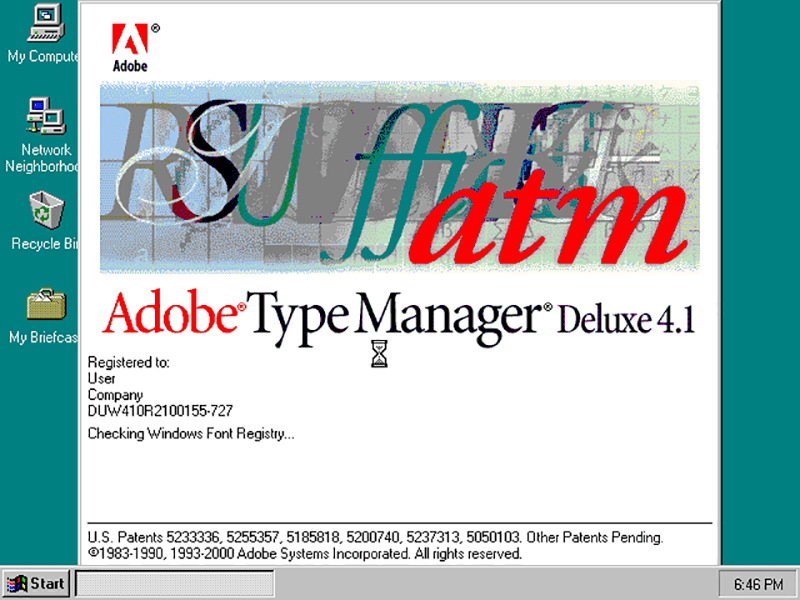 Adobe Type Manager Deluxe License details
