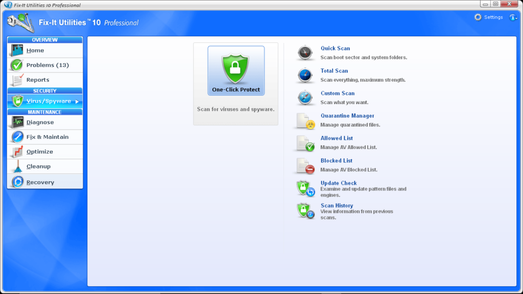 Fix it Utilities Virus and spyware protection