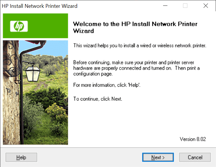 HP Install Network Printer Wizard Connect device