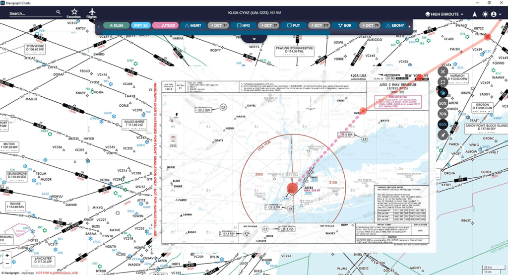 Navigraph Charts Flight route