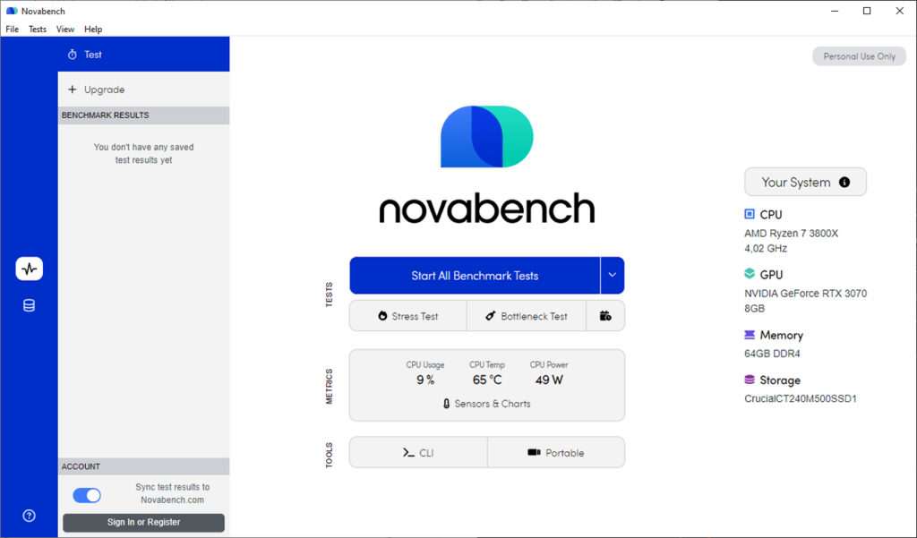 NovaBench System details