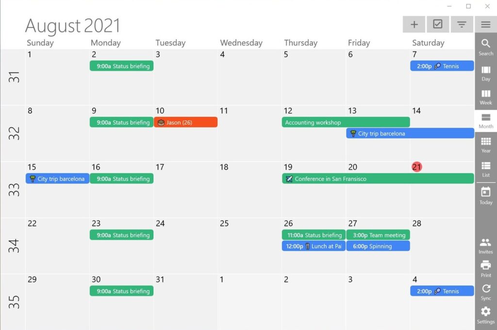 One Calendar Clear overview